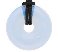 Lebensquelle Plus Colgante donut de piedra natural Ø 30 mm con cordón de algodón | Collar de piedra preciosa (Vidrio opal)