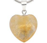 Lebensquelle Plus Colgante en forma de corazón de piedra preciosa auténtica | Anilla de plata 925 - dos tamaños | Colgante de corazón de piedra natural | Joyería e idea de regalo (Citrino, S)