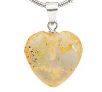 Lebensquelle Plus Colgante en forma de corazón de piedra preciosa auténtica | Anilla de plata 925 - dos tamaños | Colgante de corazón de piedra natural | Joyería e idea de regalo (Ámbar, S)
