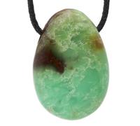Lebensquelle Plus Colgante en forma de gota con cordón de algodón + tarjeta de piedras | Set de colgantes de piedra natural | Colgante de gema perforada (Crisoprasa)