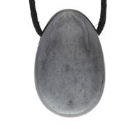 Lebensquelle Plus Colgante en forma de gota con cordón de algodón + tarjeta de piedras | Set de colgantes de piedra natural | Colgante de gema perforada (Hematita)