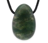 Lebensquelle Plus Colgante en forma de gota con cordón de algodón + tarjeta de piedras | Set de colgantes de piedra natural | Colgante de gema perforada (Ágata musgosa)
