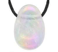 Lebensquelle Plus Colgante en forma de gota de piedra natural con cordón de algodón | Colgante de piedra perforada (Aura angelical)