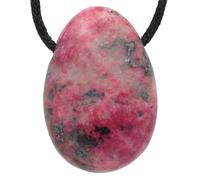 Lebensquelle Plus Colgante en forma de gota de piedra natural con cordón de algodón | Colgante de piedra perforada (Calcita de cobalto)