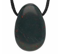 Lebensquelle Plus Colgante heliotrópico | colgante de piedra perforada con correa de cuero | colgante de piedras preciosas