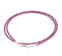 Lebensquelle Plus Collar de piedra preciosa facetada de 2 mm con cierre de plata 925 | Joyería de cristal natural - hecho a mano, delicada y elegante (Rubí)