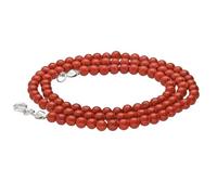 Lebensquelle Plus Collar de piedras preciosas facetadas 4 mm, cuentas redondas naturales, con cierre de plata 925 y mosquetón, 45 cm (Jaspe rojo)