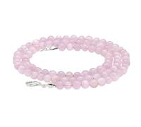 Lebensquelle Plus Collar de piedras preciosas facetadas 4 mm, cuentas redondas naturales, con cierre de plata 925 y mosquetón, 45 cm (Kunzita)