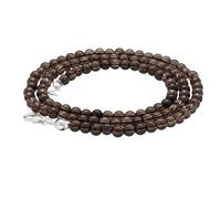 Lebensquelle Plus Collar de piedras preciosas facetadas 4 mm, cuentas redondas naturales, con cierre de plata 925 y mosquetón, 45 cm (Cuarzo ahumado)