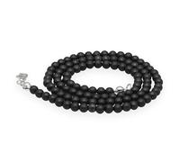 Lebensquelle Plus Collar de piedras preciosas facetadas 4 mm, cuentas redondas naturales, con cierre de plata 925 y mosquetón, 45 cm (Shungita)