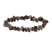 Lebensquelle Plus Pulsera de chips popular | Pulsera elástica de chips hecha a mano | Piedra preciosa natural auténtica (Cuarzo ahumado)