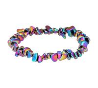 Lebensquelle Plus Pulsera de fragmentos especial | Pulsera elástica hecha a mano con fragmentos | Piedra preciosa natural auténtica (Hematita arcoíris)