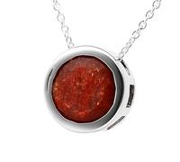 Lebensquelle Plus Sonnenstein - Colgante solitario con cadena de plata 925 rodiada, piedra solar redonda facetada de 10 mm, cadena de ancla de 45 cm, collar para mujer