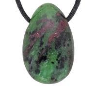 Lebensquelle Plus Zoisit con colgante de gota de rubí | Colgante de piedra tamboreada con cinta de algodón | Colgante de piedra preciosa, Piedra semipreciosa, Zoisita