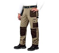 Leber&Hollman Pantalones de Trabajo para Hombres Pantalones de Seguridad para Hombres - con Bolsillos para Rodilleras - Pantalones con Cintura - Ropa de Trabajo - Beis/Marrón/Negro - Tamaño: 56