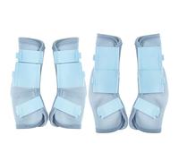 Leberna Juego de 4 botas con mosca de caballo, leggings de malla transpirables y cómodos que reducen el pisoteo, el estrés de las pezuñas y la fatiga de las piernas (azul claro, mazorca)