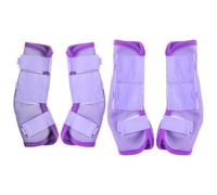 Leberna Juego de 4 botas de caballo con mosca, leggings de malla transpirables y cómodos que reducen el pisoteo, el estrés de las pezuñas y la fatiga de las piernas (morado, completo)