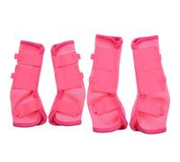 Leberna Juego de 4 botas de caballo con mosca, leggings de malla transpirables y cómodos que reducen el pisoteo, el estrés de la pezuña y la fatiga de las piernas (rosa, pony)