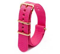 LEBINA 18mm 20mm 22mm 24mm Correa de Reloj con Hebilla Dorada Correa de Reloj de Nylon Duradera y Transpirable, rosa, 18mm