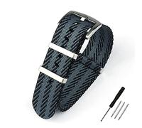 LEBINA Correa de Nailon de 20mm Correa de Lona a Rayas de 22mm, Negro Gris 1, 20mm