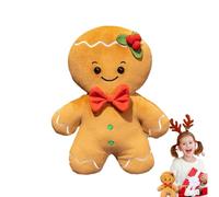 Lebkuchenmann Plüschtier - Gefüllte Weihnachtsdekoration aus Stoff, Süßes Cartoon Kissen mit Puppenfigur, Weiches Stoffspielzeug für Kinder | Festliche Deko für Wohnzimmer Eingangshalle Zuhause