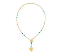 Lebole Maison Collar gargantilla corazón latón piedras azul, Talla única, Latón, Ágata