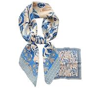 LEBOOBELL 70cm Pañuelo para la Cabeza para Mujer Bufandas de Seda Cuadrada Suave Bandana Pañuelo para el Cuello,Granada Azul