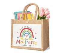 Leboria - Regalo de maestría de escuela para fin de año - Bolsa de yute, idea de regalos personalizados gracias maestra de escuela escolar, bolsa de tote bag, pequeño BAZAR de una amante perfecta