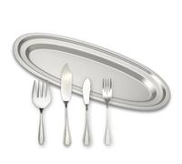 Lebrun Cubiertos - Estuche de pescado MOZART 15 piezas de acero inoxidable - 1 plato de servir + cubiertos de pescado surtidos - servicio elegante para pescado, redes y mariscos