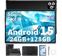 Lebsytb Tablet Android 15 de 10 pulgadas con teclado - 24 GB (4+20) RAM+128 GB ROM (1TB Expand), tabletas 2 en 1 con 8 núcleos, 7200 mAh, 5G WiFi, Widevine L1, GMS, con estuche, teclado, lápiz