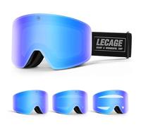 LECAGE Gafas de esquí fotocromáticas para hombre y mujer, sin marco, fotocromáticas, gafas de snowboard para personas con gafas, antivaho, protección UV, casco compatible, gafas de deportes de nieve