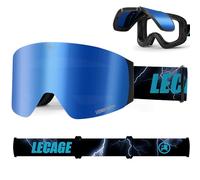 LECAGE Gafas de Esquí Tecnología Flip-Up Magnética - Máscara Gafas Sin Marco, Anti-Vaho Doble Capa, Gafas de Snowboard Polarizadas para Hombres Mujeres, UV400 Protección, para Moto de Nieve, Escalada