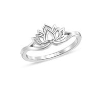 LeCalla Anillo de plata de ley 925 apilable con diseño de loto, flor de loto, para yoga, alto pulido, resistente al deslustre, ajuste cómodo, anillo de compromiso para mujer (tamaño del anillo: 7 no)