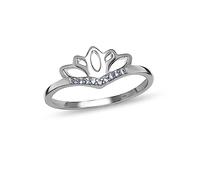 LeCalla Anillo de plata de ley 925 chapado en rodio apilable, anillo de loto, circonita cúbica de loto, joyería minimalista, anillo de boda, anillo de compromiso para mujer (tamaño del anillo: 6 no)