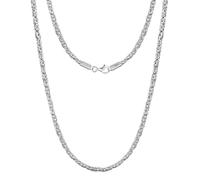 LeCalla Collar de plata de ley 925 italiana de 2,5 mm, cuadrado, hecho a mano, clásico, cadena de eslabones bizantinos para hombres y mujeres con cierre de mosquetón de 50,8 cm, fabricado en Italia