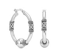 LeCalla Pendientes de Aro Bali de plata de ley oxidada, de dos tonos, ligeros, con cierre Click-Top para mujer, S, Plata de ley, Sin piedra preciosa