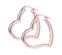LeCalla Pendientes de aro clásicos de plata de ley 925 con forma de corazón para mujer, Plata de ley, desconocido