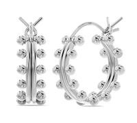 LeCalla Pendientes de aro de doble perla, de plata de ley 925, para adolescentes, pequeños y clásicos, Plata de ley, Sin piedra preciosa