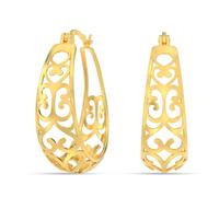 LeCalla Pendientes de aro de plata de ley 925 con filigrana ovalada, ligeros, para mujer, Plata de ley, No es una piedra preciosa, Yellow-Gold/Small_Filigree, HP185676FG