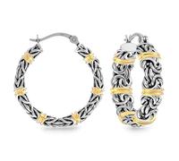 LeCalla Pendientes de aro de plata de ley 925 estilo bali, ligeros, estilo italiano, antiguo, para mujer, 25mm, Plata de ley, Sin piedra preciosa