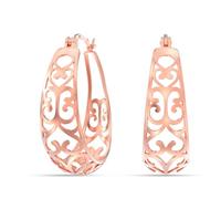 LeCalla Pendientes de Aro de Plata de Ley 925 | Filigrana Ovalados Medianos Para Mujer, Sin Piedra Preciosa