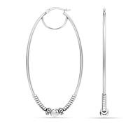 LeCalla Pendientes de aro grandes de plata de ley 925, aros ligeros y antiguos, aretes balineses bohemios oxidados de dos tonos para mujer, Plata de ley, Sin piedra preciosa