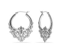 LeCalla Pendientes de aro grueso de plata de ley 925 para regalos de joyería | Pendientes de aro italianos hipoalergénicos de tamaño mediano y grande con cierre para mujer, Medio, Plata, Sin piedra