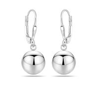 LeCalla Pendientes de bola de plata de ley para mujer, ligeros, clásicos, redondos, con cierre de palanca, aretes colgantes, 26mm by 10mm, Plata de ley, Sin piedra preciosa