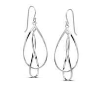 LeCalla Pendientes de gota lineales clásicos de plata de ley para mujeres y niñas, Plata de ley, Sin piedra preciosa