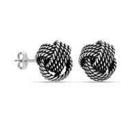 LeCalla Pendientes de plata de ley 925 con nudo de amor antiguo, 8 mm, Plata de ley, Sin piedra preciosa