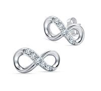 LeCalla Pendientes de plata de ley 925 para mujer, diseño de infinito rodiado con circonitas, románticos pendientes con nudo de amor en forma de ocho