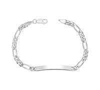 LeCalla Pulsera de cadena de eslabones Figaro de plata de ley 925 maciza | Pulsera de identificación de cadena Figaro para hombre de 8.5 pulgadas, Plata, No es una piedra preciosa