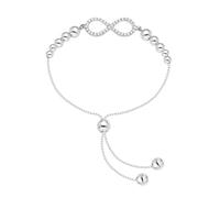 LeCalla Pulsera de plata de ley 925 ligera con diseño italiano infinito de la amistad con circonita cúbica pavé ajustable, pulsera bolo para mujer, 25,4 cm