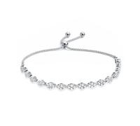 LeCalla Pulseras de tenis Bolo ajustables de plata de ley 925 para mujer | Pulsera clásica de eslabones rodiada en forma de diamante con circonitas | Pulseras ajustables y apilables